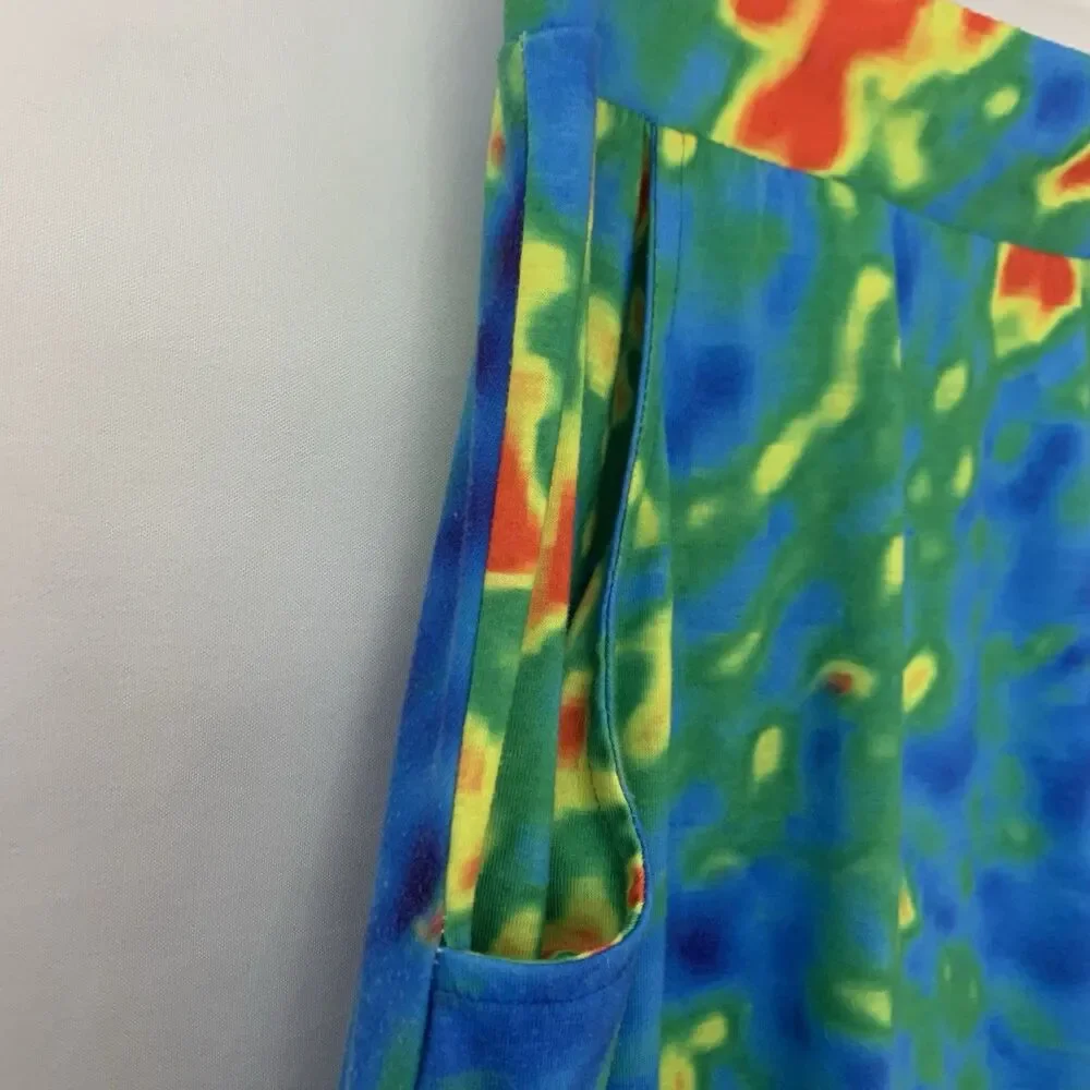 Svaha A-Line Tie Dye Heat Map Abstract Print Pull On Maxi Skirt Size M Pockets